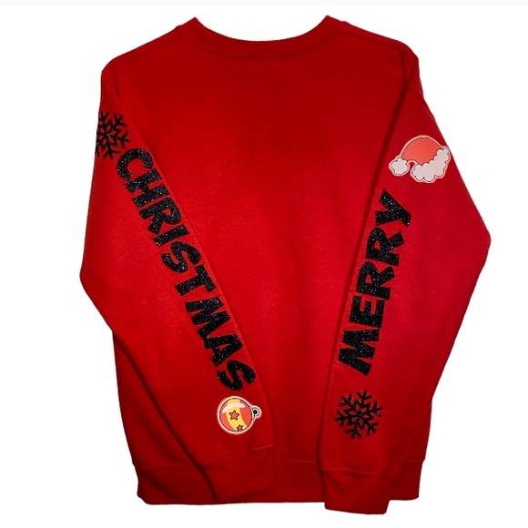 Marvel Deadpool Ugly Christmas Sweatshirt glittery Christmas spell out size S - Picture 9 of 14